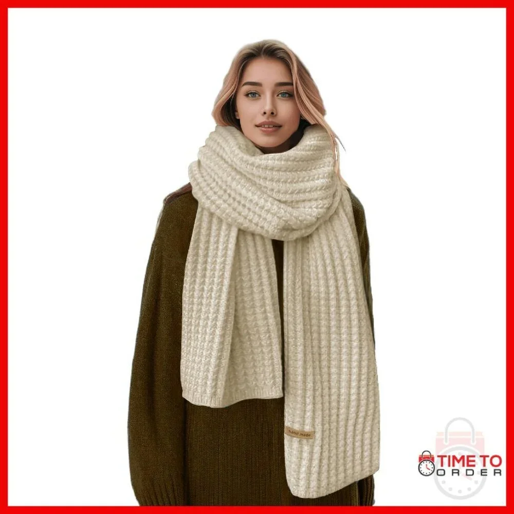 Chunky Knit Scarf Winter Warm Long Cable Knit Unisex Accessory